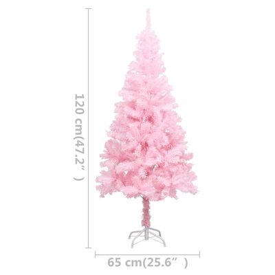 vidaXL Artificial Christmas Tree with LEDs&Stand Pink 47.2" PVC (329177+330046)