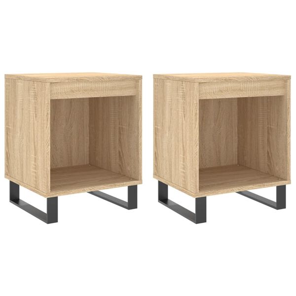 vidaXL Bedside Cabinet Set of 2 Sonoma Oak Engineered wood, metal