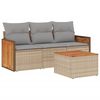 vidaXL Garden Sofa Set Beige PE rattan Large Adjustable Feet