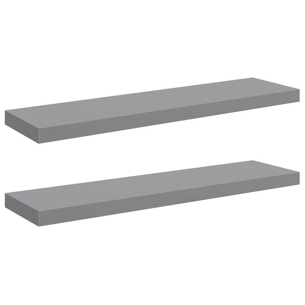vidaXL Wall Shelf Set of 2 Gray Honeycomb MDF, metal frame Large