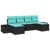 vidaXL Garden Sofa Set with Cushion Black Poly rattan