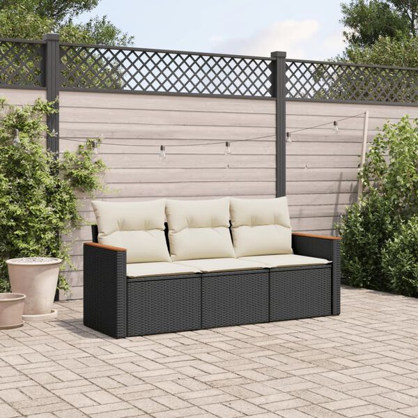 vidaXL Garden Sofa Set Black and Cream White