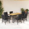 vidaXL Garden Dining Set Black PE Rattan 7 Piece Removable Covers