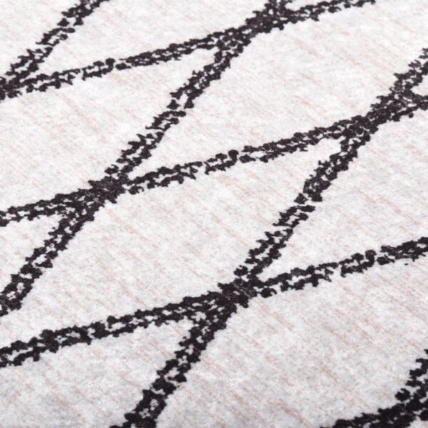 vidaXL Rug Black and white 100% Polyester, PVC backing 63 x 91 in