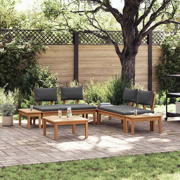 vidaXL Garden Bench Set with Cushion with Storage 3 pcs Brown and Grey