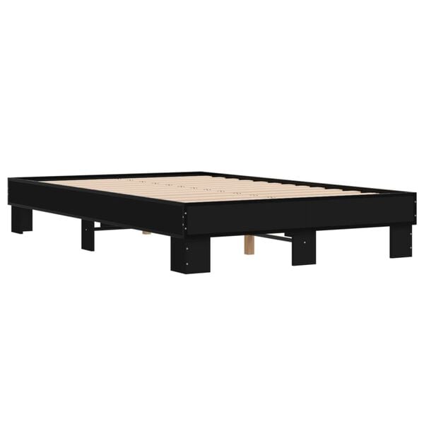 vidaXL Bed Frame Black Engineered wood, metal, plywood Double Durable
