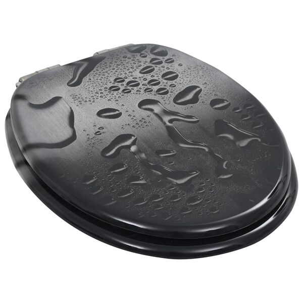 vidaXL WC Toilet Seats 2 pcs with Soft Close Lids MDF Water Drop Design (2x143933)