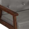 vidaXL Armchair Grey Real leather and solid acacia wood Medium Armchair