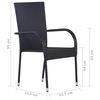 vidaXL Dining Set Black Solid Acacia wood, PE rattan, Powder-coated steel