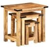 vidaXL Nesting Side Table Set of 3 Natural wood color with black accents