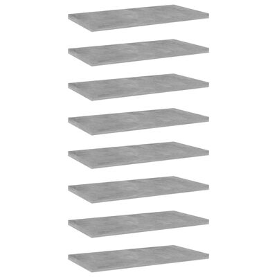 vidaXL Bookshelf Boards 8 pcs Concrete Gray 15.7"x7.9"x0.6" Chipboard