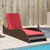 vidaXL Sun Lounger with Cushion Brown 23.6x80.7x28.7" Poly Rattan