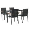 vidaXL 5 Piece Patio Dining Set Black Textilene and Steel
