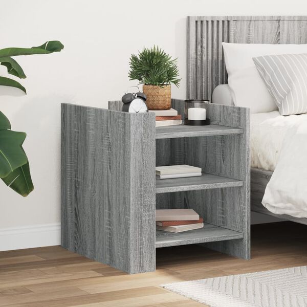 vidaXL Bedside Cabinet Gray Sonoma Engineered wood Medium