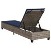 vidaXL Sun Lounger with Cushions Grey 55x200x25,5cm Poly Rattan