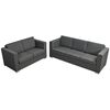 vidaXL Sofa Set Dark grey Wooden frame, polyester fabric, chrome legs