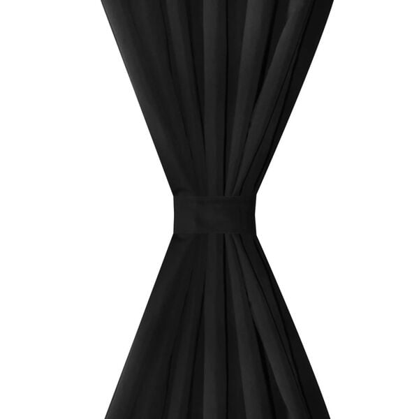 vidaXL 2 pcs Black Micro-Satin Curtains with Loops 55.1 x 88.6"