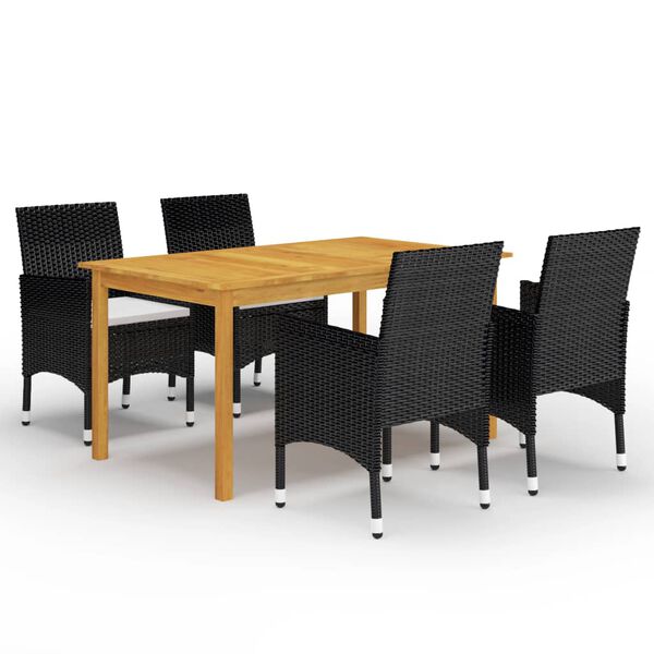 vidaXL Dining Set Black Solid acacia wood Medium Stackable