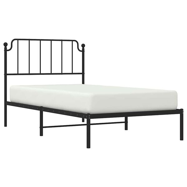 vidaXL Bed Frame Black Powder-Coated Steel Twin Bed Frame Rectangular