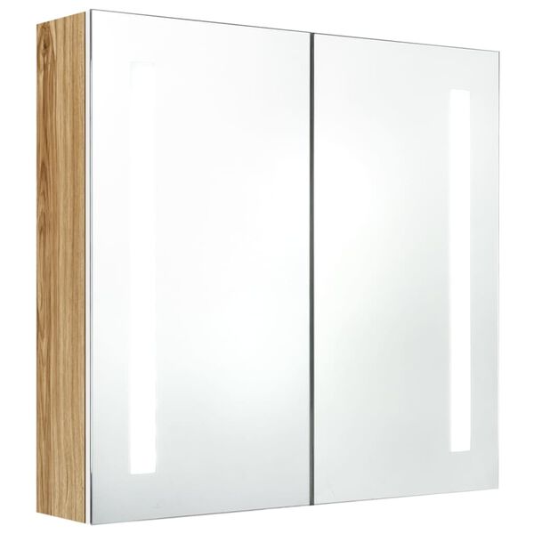 vidaXL Bathroom Cabinet White and Oak MDF and Glass Medium