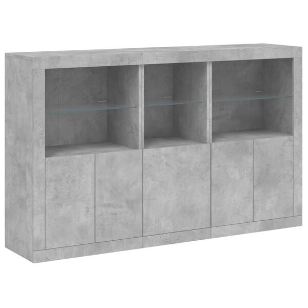 vidaXL Sideboard Concrete Grey Engineered Wood, Glass Large Sideboard