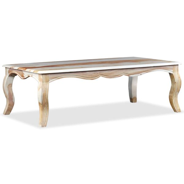 vidaXL Coffee Table Brown and white Solid Acacia wood Medium Durable