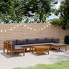 vidaXL Wooden Lounge Set Dark Grey Solid Acacia Wood, 100% Polyester Fabric