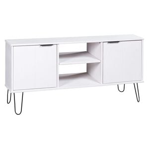 vidaXL TV Cabinet White Solid pine wood, metal Large Doors TV Cabinet