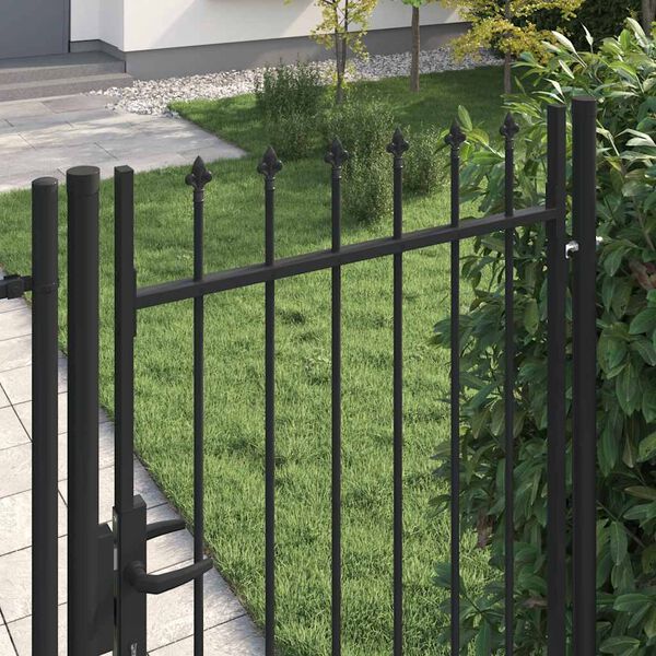 vidaXL Fence Gate Single Door with Spike Top Steel 3.3'x5.7' Black