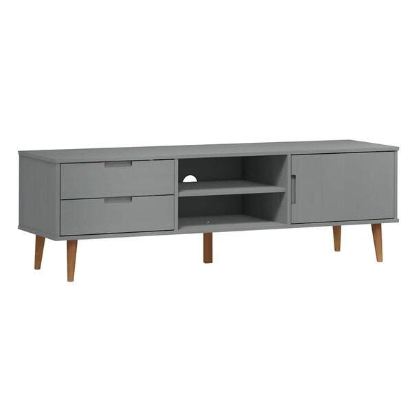 vidaXL TV Cabinet "MOLDE" Grey 62.2x15.7x19.3" Solid Wood Pine