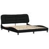 vidaXL Bed Frame Black Polyester, Metal, Solid Pine Wood, Plywood