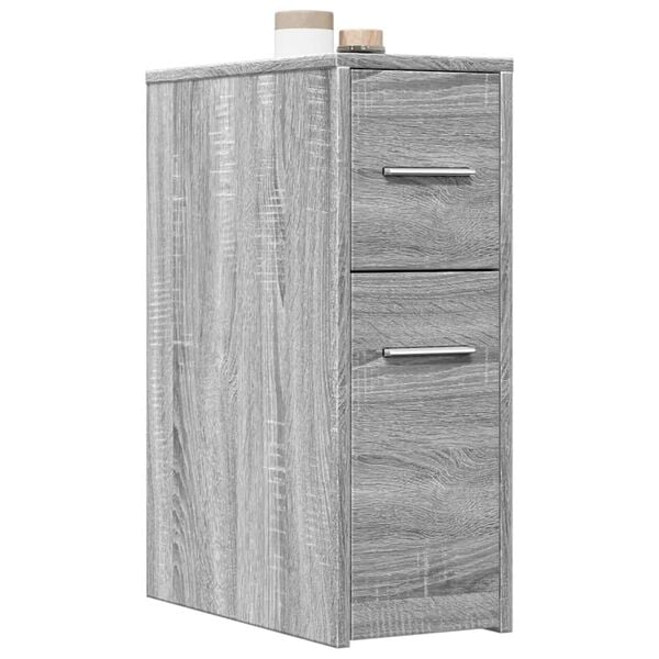 vidaXL Narrow Bathroom Cupboard Grey Sonoma Engineered wood Slim