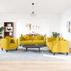 vidaXL Sofa Set Yellow Velvet (100% polyester), plywood, solid wood