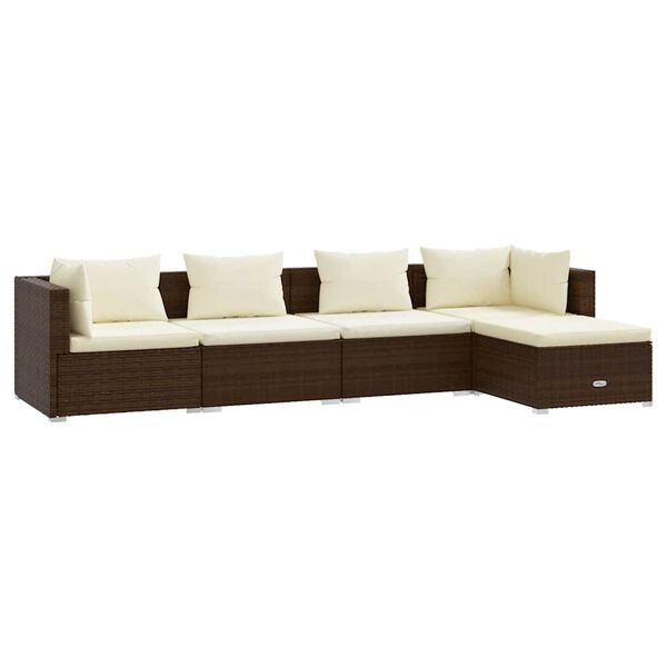 vidaXL Patio Lounge Set Brown, Cream