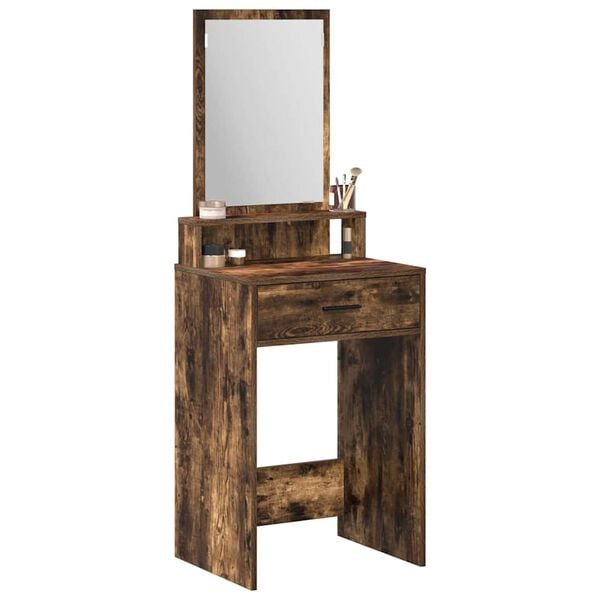 vidaXL Dressing Table with Drawer Smoked Oak 19.69 x 16.14 x 55.12 in