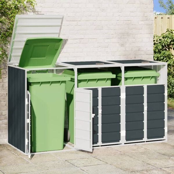 vidaXL Wheelie Bin Storage for Triple Bins Anthracite 85"x31.9"x45.3" Steel