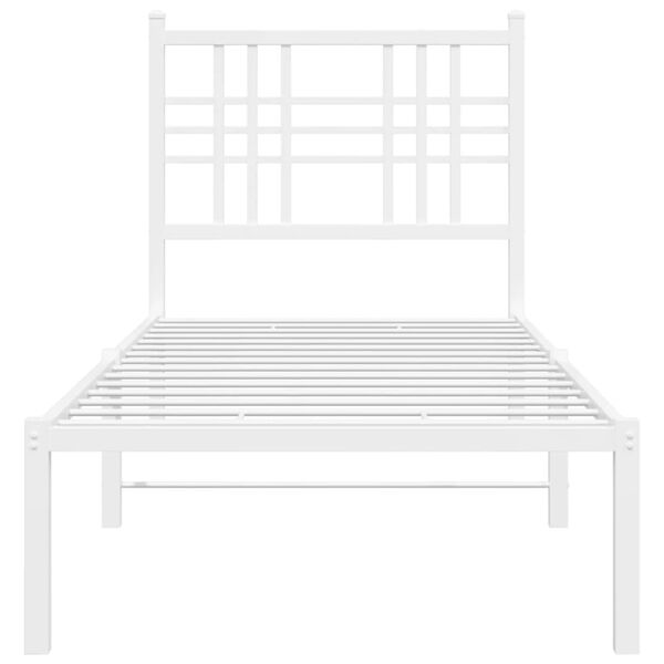vidaXL Bed Frame White Powder-Coated Steel Small Single Bed Frame
