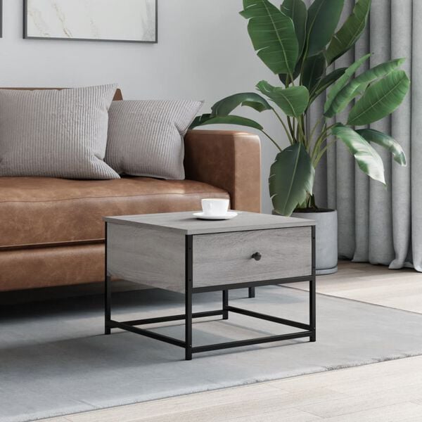 vidaXL Coffee Table Gray Sonoma Engineered Wood 20.1 x 20.1 x 15.7 in