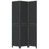vidaXL Room Divider 3 Panels Black Solid Wood Paulownia