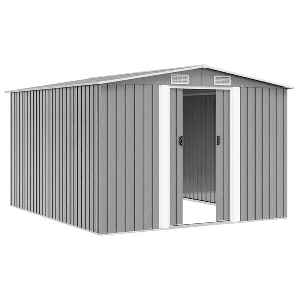 vidaXL Garden Shed Grey Galvanized Steel Large Sliding Components