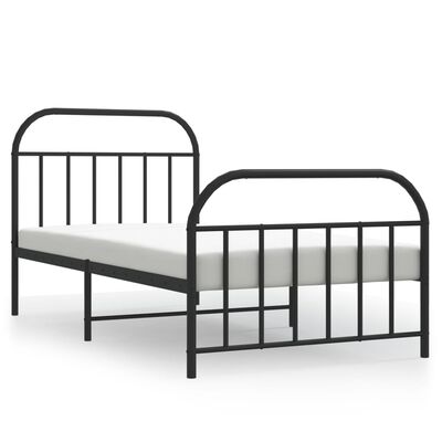 vidaXL Metal Bed Frame with Headboard and Footboard Black 39.4"x74.8" Twin