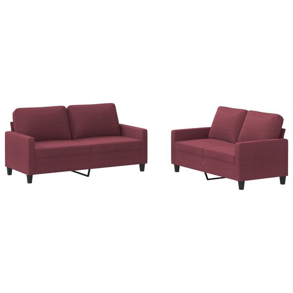 vidaXL Sofa Set Wine Red Fabric (100% polyester), metal, textilene, plywood
