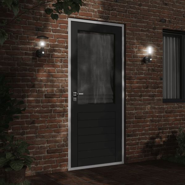 vidaXL Outdoor Wall Light Set of 2 Black Stainless steel and polycarbonate