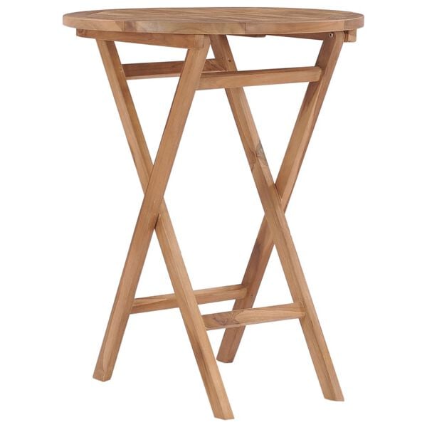 vidaXL Garden Table Teak Teak Hardwood 24 in diameter Foldable
