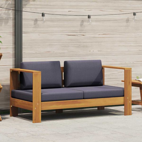 vidaXL Sofa Bench Dark grey, Teak Solid acacia wood, polyester Medium