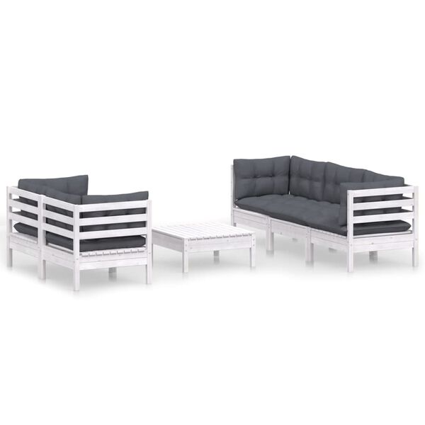 vidaXL Garden Lounge Set White, Anthracite