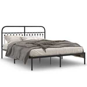 vidaXL Bed Frame Black Steel King Bed Frame Rectangular Traditional