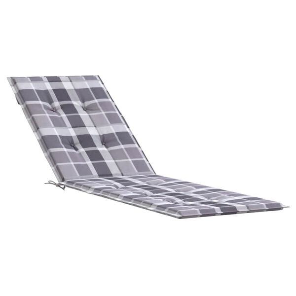 vidaXL Deck Chair Cushion Gray check Oxford fabric (100% polyester)