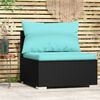 vidaXL Garden Middle Sofa Black PE rattan, powder-coated steel, fabric