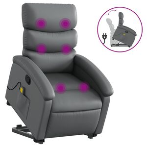 vidaXL Stand Up Massage Recliner Chair Grey Faux leather, metal, plywood